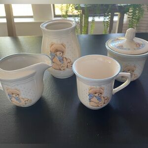 Vintage Stonewear Theodore Teddy Bear Tea Coffee Set Teinshan